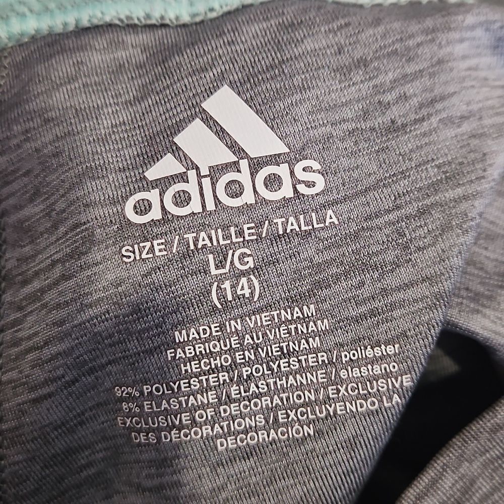 Adidas Gray Kids Leggings with Blue Stripes - Picture 4 of 4